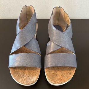 Women’s Levender Blue Crisscross Cork Wedge Sandals